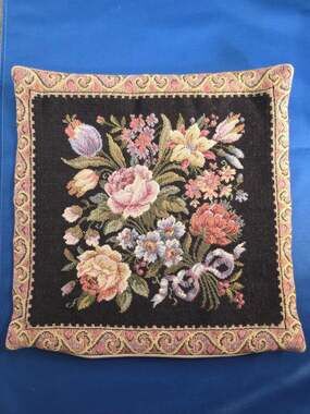 Vintage Flemish Inspired Floral Tapestry Pillow Cover 12x12